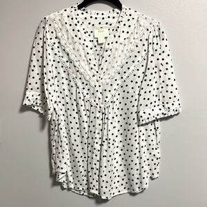 Anthropologie Maeve Polka Dot Romantic Blouse Top